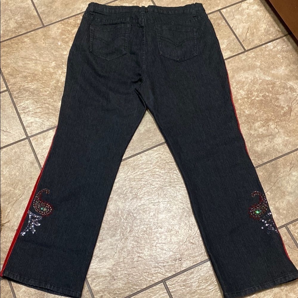 Denim 24/7 Black Wide Leg Jeans with Vibrant Embellishments Fall Denim - Picture 10 of 13